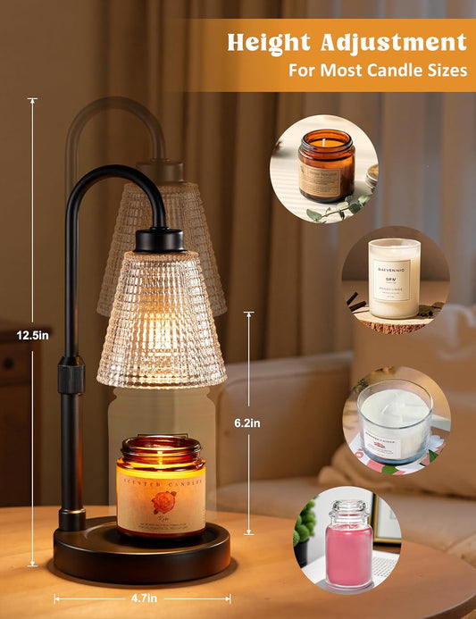 Candle Warmer Lamp with Timer, Dimmable Candle Warmer for Jar Candles, Height Adjustable Wax Melts Warmer, Birthday Gifts for Women Mom, House Warming Gifts New Home Decor