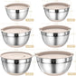 Mixing Bowls with Airtight Lids Set, 26PCS Stainless Steel Khaki Bowls with Grater Attachments, Non-Slip Bottoms & Kitchen Gadgets Set, Size 7, 4, 2.5, 2.0,1.5, 1QT, Great for Mixing & Serving