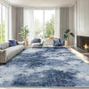Amada 8X10 Washable Area Rug, Modern Abstract Living Room Rug with Non-Slip Backing & Short Pile, Large Rug with Abstract Pattern for Living Room, Bedroom and Dinning Room, Dark Blue