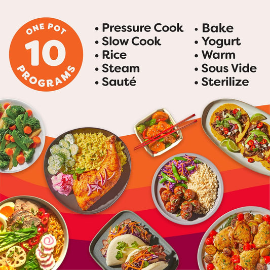 Pro 10-In-1 Pressure Cooker, Slow Cooker, Rice/Grain Cooker, Steamer, Sauté, Sous Vide, Yogurt Maker, Sterilizer, and Warmer, Includes App with over 800 Recipes, Black, 6 Quart