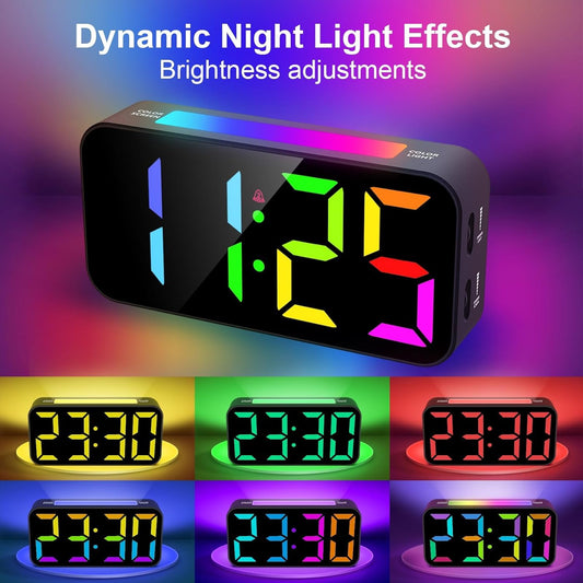 Loud Alarm Clocks for Bedrooms Heavy Sleepers, Plug-In Digital Bedside Clock with Night Light, Large Display, Dual Alarm, Snooze, Dimmable for Kids Teens Boys Girls