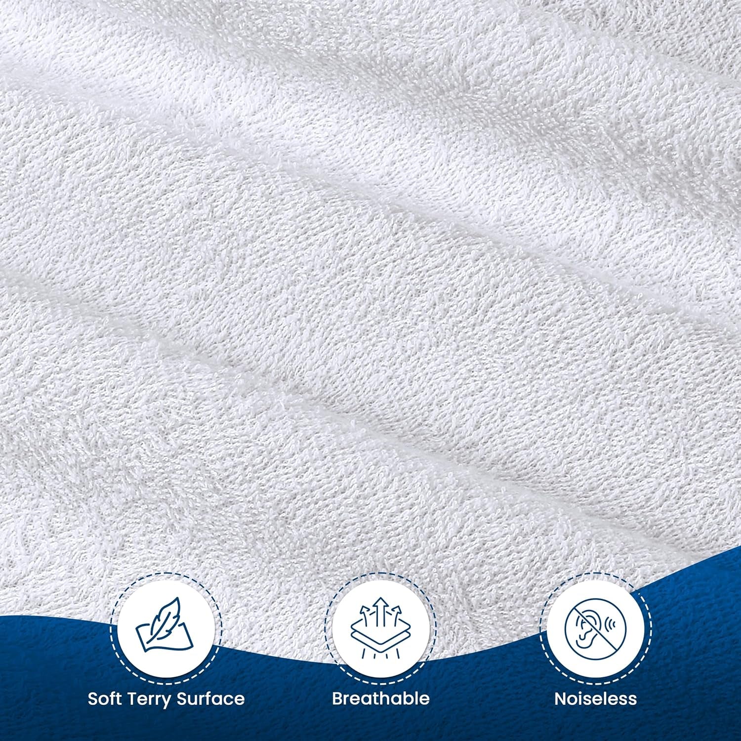 Waterproof Mattress Protector Queen Size, Premium Terry Mattress Cover 200 GSM, Breathable, Fitted Style with Stretchable Pockets (White)