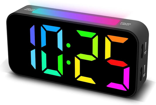 Loud Alarm Clocks for Bedrooms Heavy Sleepers, Plug-In Digital Bedside Clock with Night Light, Large Display, Dual Alarm, Snooze, Dimmable for Kids Teens Boys Girls