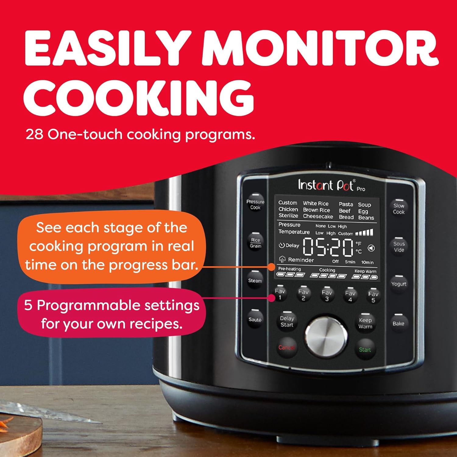 Pro 10-In-1 Pressure Cooker, Slow Cooker, Rice/Grain Cooker, Steamer, Sauté, Sous Vide, Yogurt Maker, Sterilizer, and Warmer, Includes App with over 800 Recipes, Black, 6 Quart